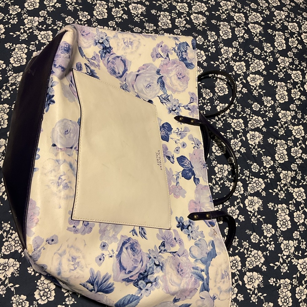 Floral Tote Bag with Black Handles